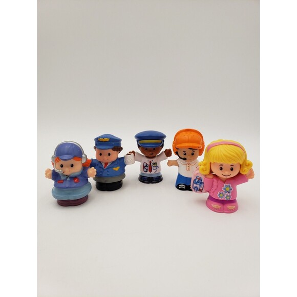 Fisher Price Little People Lot Of 5 Figures Aviation Flying Travel Theme Pilots - Picture 1 of 8